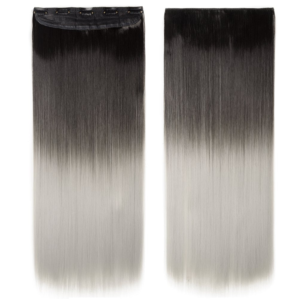 24 Inch One Piece Hair Extensions Clip In Curly Hairpieces Wavy 5 Clips - Dark Brown(60cm-120g)