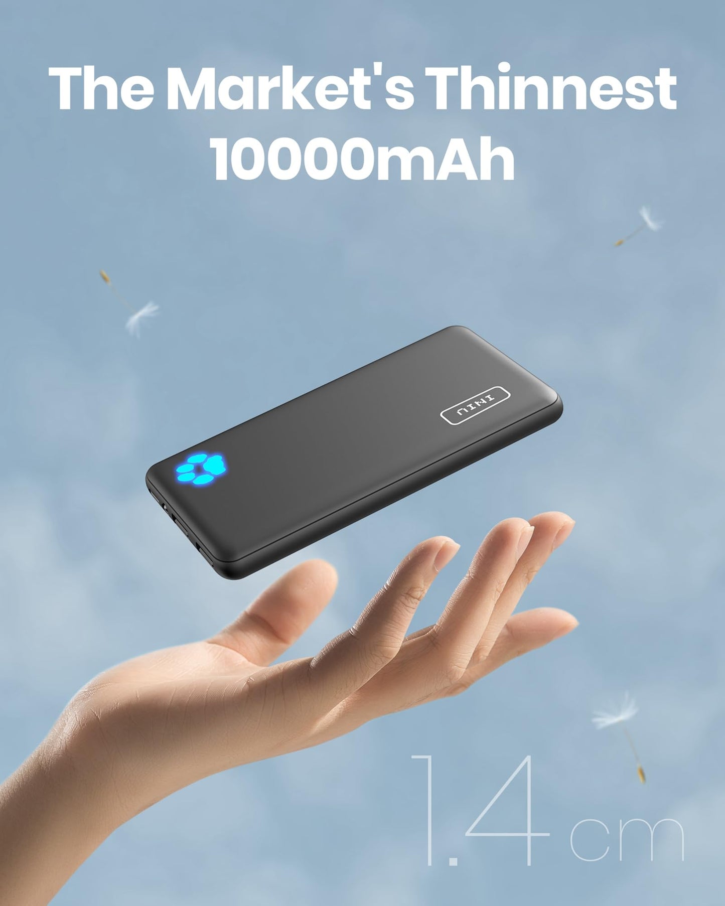 INIU Power Bank, Portable Charger 10000mAh Slimmest & Lightest High-Speed USB C Input & Output, PowerBank Triple 3A Phone Battery Pack for iPhone 16 15 14 13 Plus Pro Max Mini Samsung Xiaomi iPad