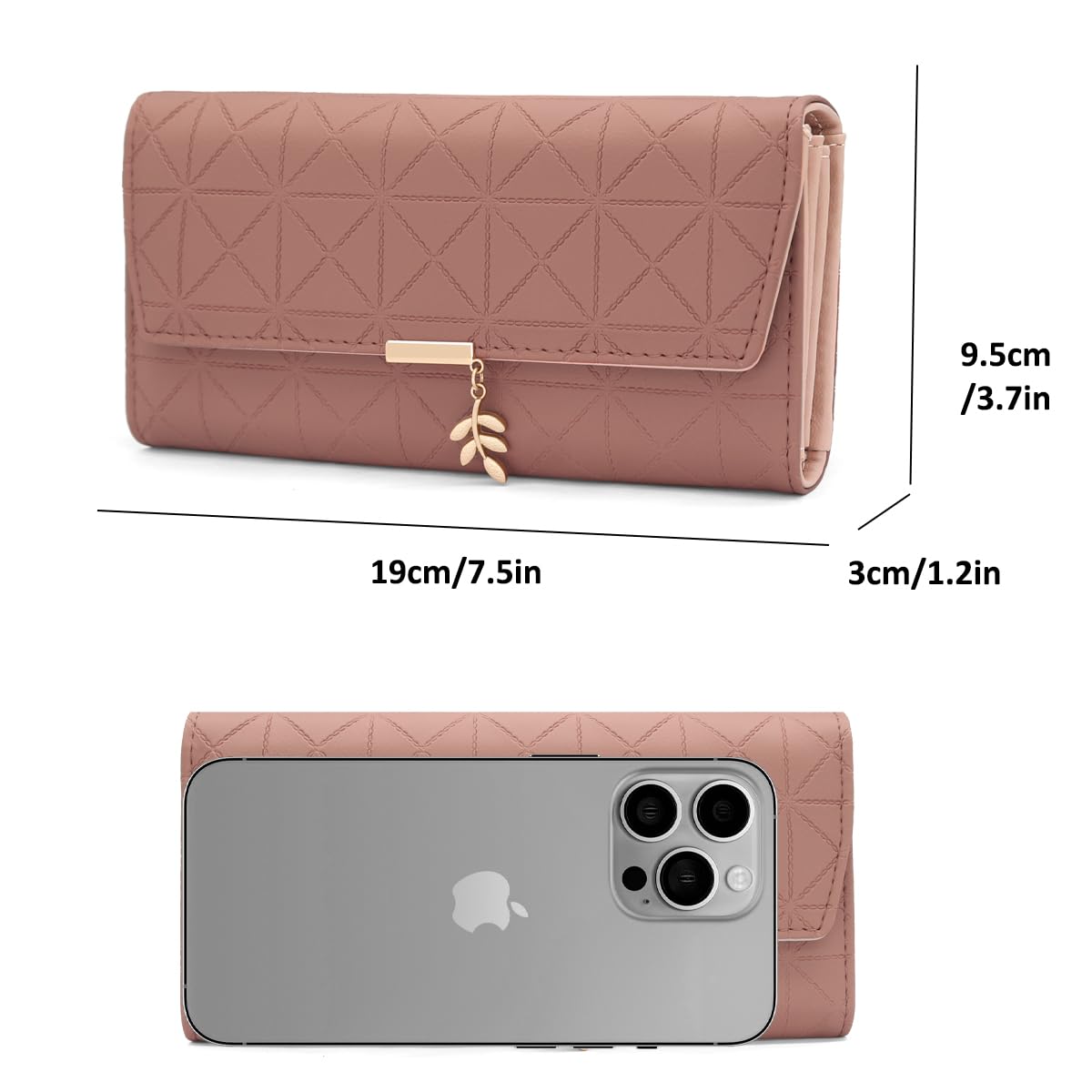 Long Purse for Women PU Leather, Large Capacity PU Leather Women's Wallet Wallet for Women with Multiple Card Slots and Coin Zipper Pocket Ladies Purse Clutch Holder Large Capacity Card Holder (Pink)