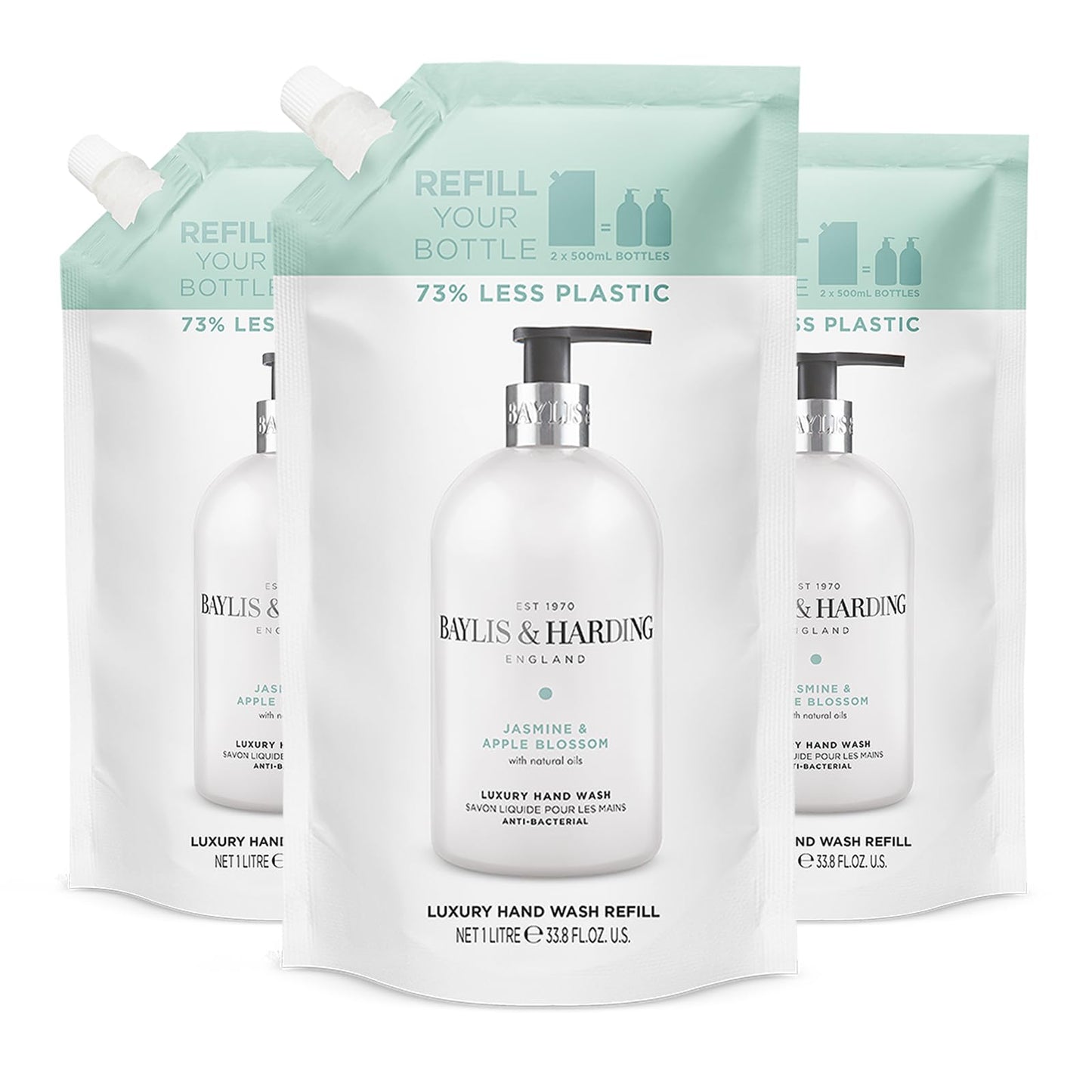 Baylis & Harding Jasmine and Apple Blossom Anti-Bacterial Hand Wash, 500 ml (Pack of 3) - Vegan Friendly