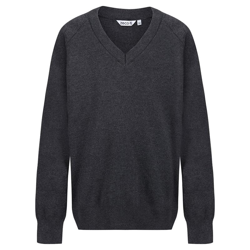 ZECO Unisex Kids Cotton Mix Knitted V Neck School Jumper (Kids: 3-13+ Years, Adults: XS to 3XL)