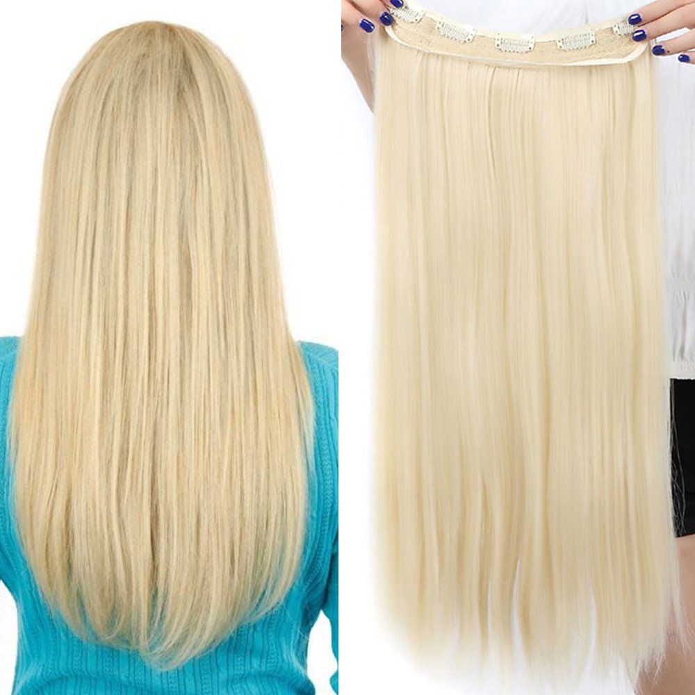 24 Inch One Piece Hair Extensions Clip In Curly Hairpieces Wavy 5 Clips - Dark Brown(60cm-120g)