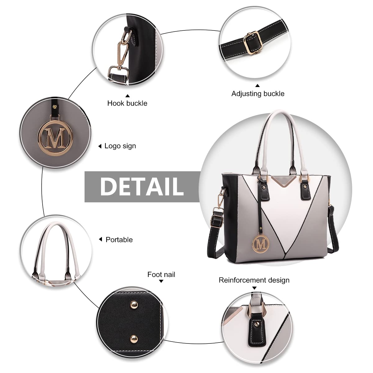 Miss Lulu Handbags for Women Look V-Shape Shoulder Handbag Lightweight Medium Tote Bag PU Leather