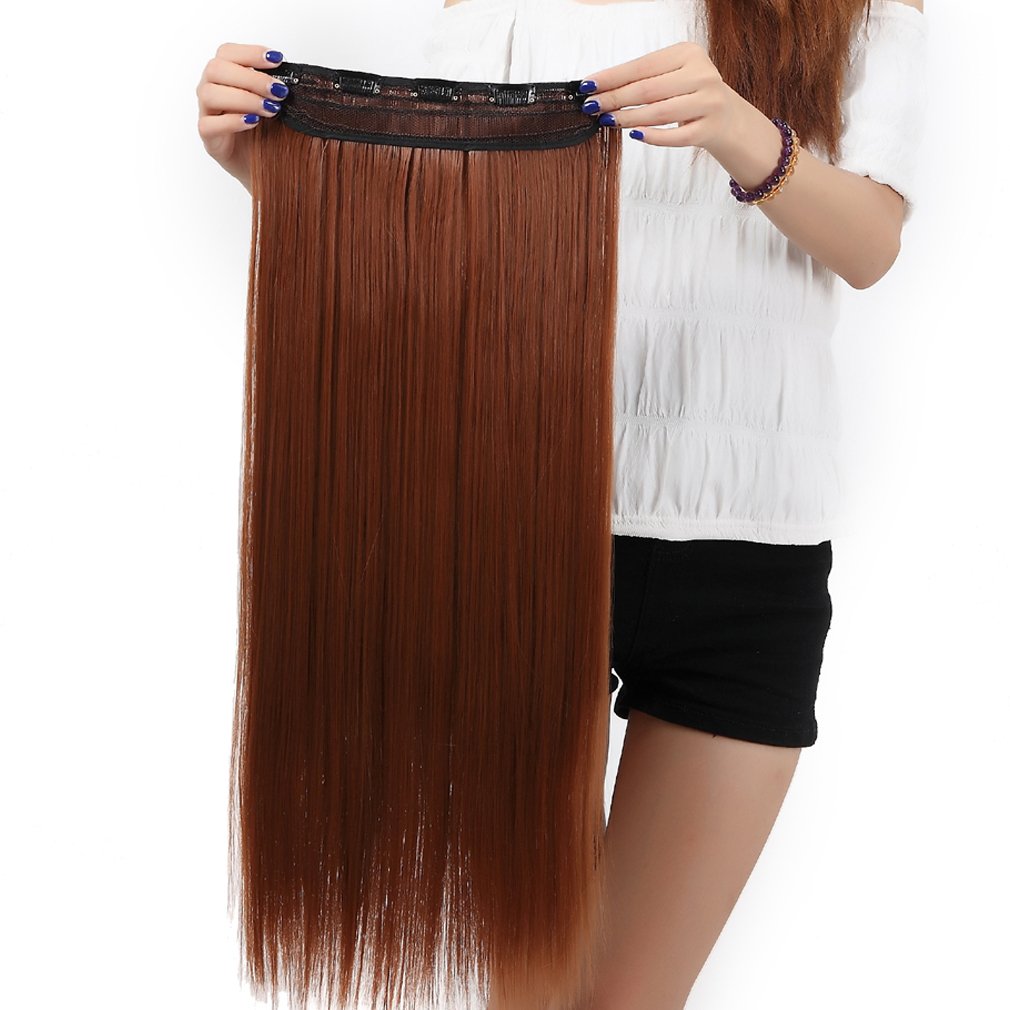 24 Inch One Piece Hair Extensions Clip In Curly Hairpieces Wavy 5 Clips - Dark Brown(60cm-120g)