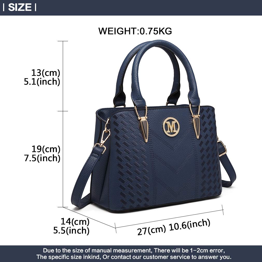 Miss Lulu Handbag for Women, Woven and Chevron Pattern, M Logo on The Front, Top Handle or Shoulder Bag