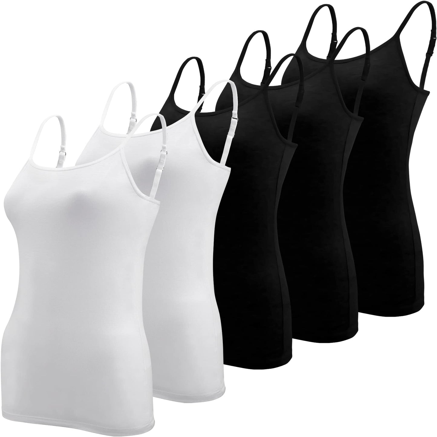 BQTQ 5 Pieces Basic Camisole Adjustable Strap Vest Top for Women and Girl