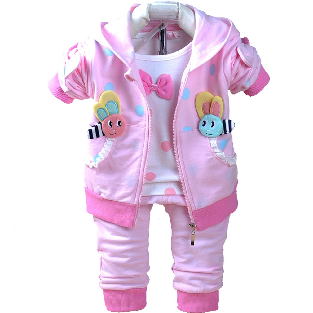 Yao Baby Girls 3 Piece Sets T Shirt Vest and Pants