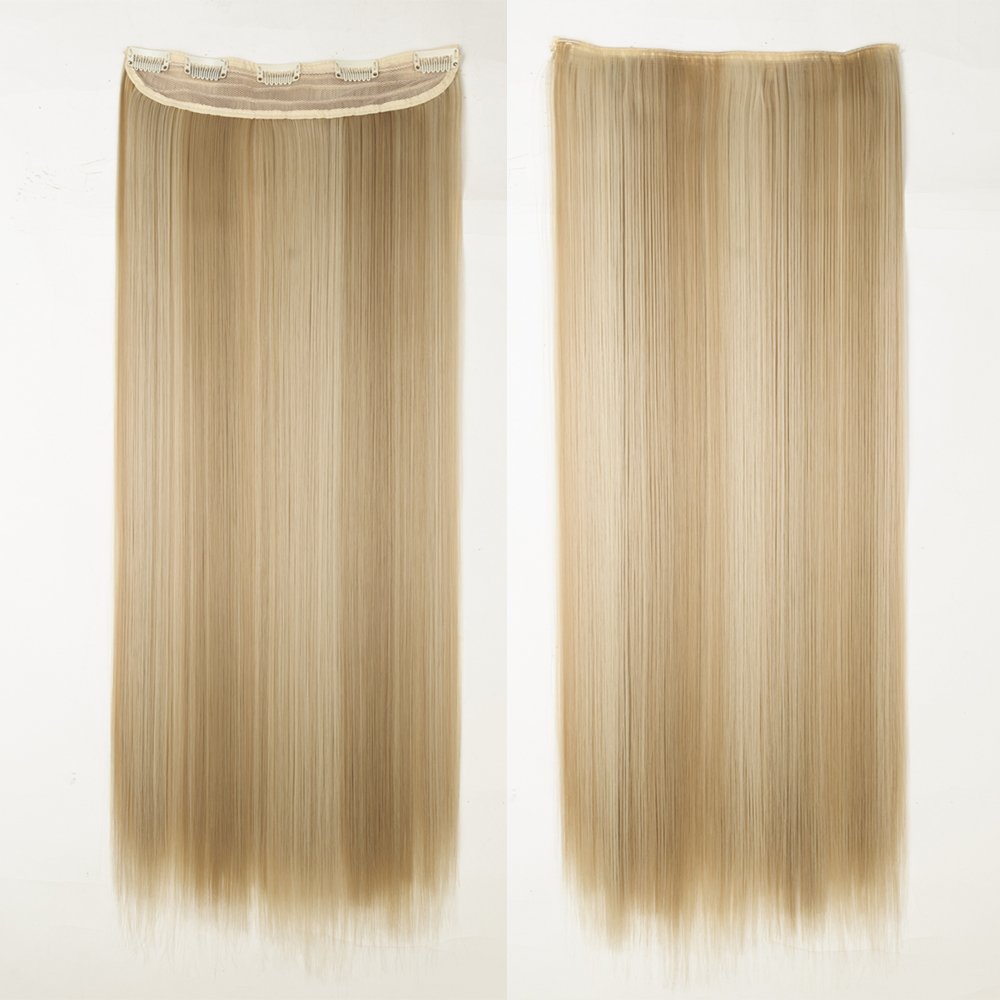 24 Inch One Piece Hair Extensions Clip In Curly Hairpieces Wavy 5 Clips - Dark Brown(60cm-120g)