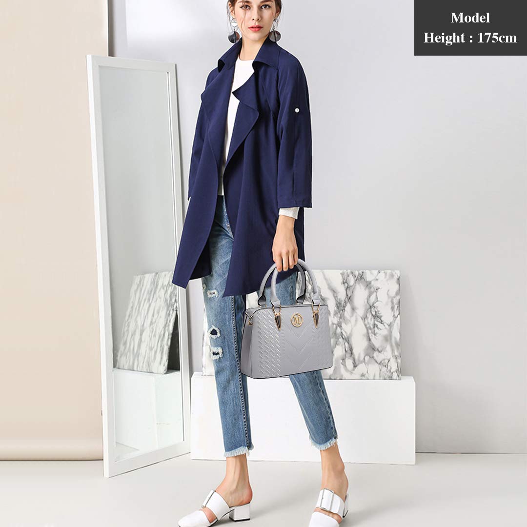 Miss Lulu Handbag for Women, Woven and Chevron Pattern, M Logo on The Front, Top Handle or Shoulder Bag