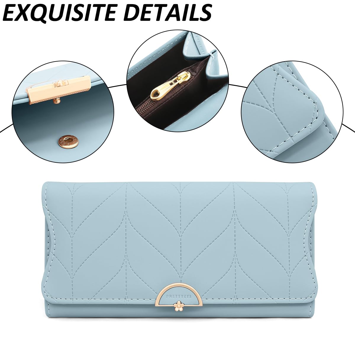 Long Purse for Women PU Leather, Large Capacity PU Leather Women's Wallet Wallet for Women with Multiple Card Slots and Coin Zipper Pocket Ladies Purse Clutch Holder Large Capacity Card Holder (Pink)