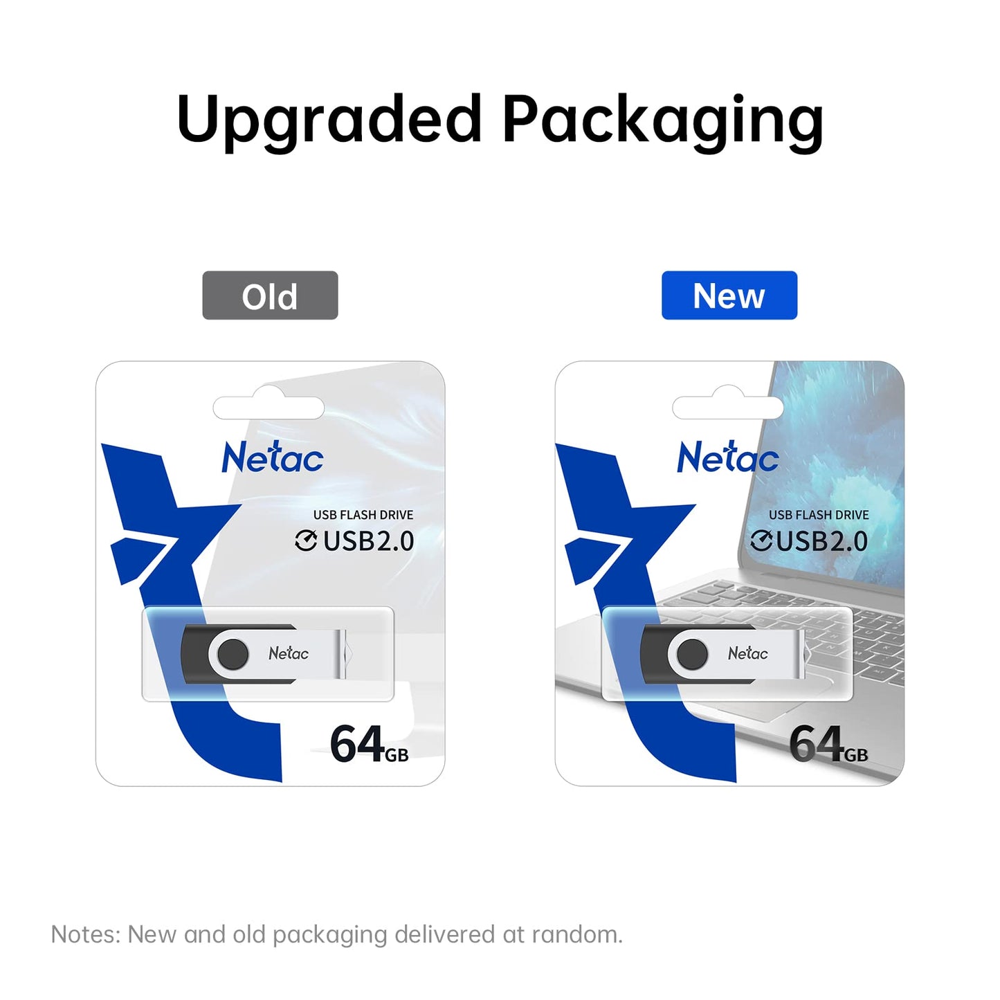 Netac 64GB USB 2.0 Flash Drive, Swivel Design Memory Sticks, Pen Drive, Usb Sticks for Data Storage, Zip Drive and jump Drive with LED Light