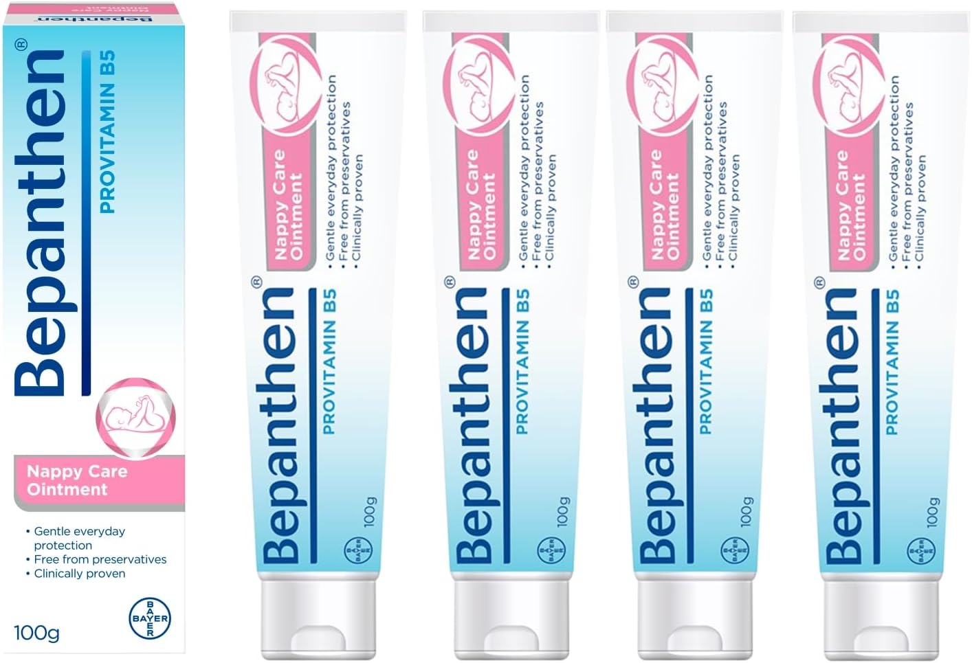 Bepanthen Nappy Care Ointment | Nappy Cream with Provitamin B5 | Suitable for Newborns Skin, 100 g (Packing May Vary).