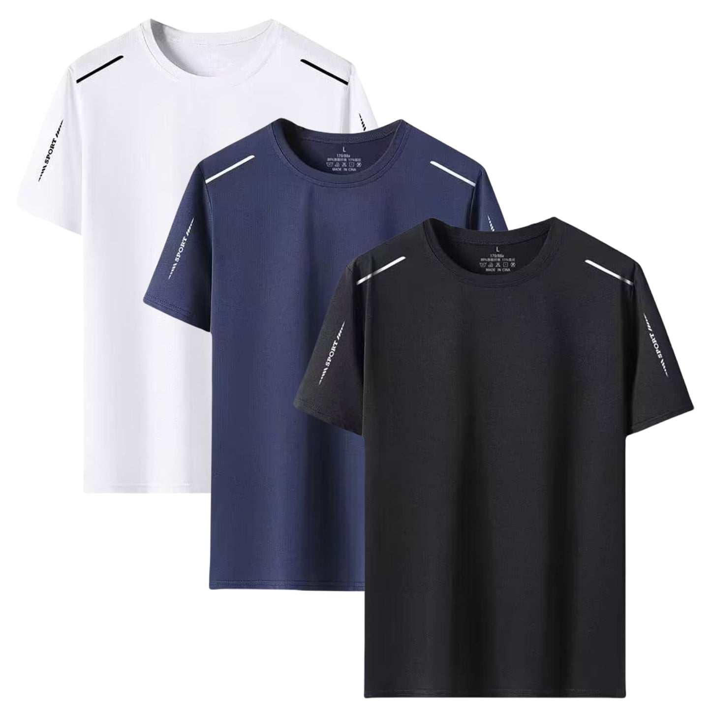 JiaYouLC 3 Pack T Shirts for Men UK Multipack Crew Neck Quick Dry Sport Tops Breathable Wicking Tshirts for Running Athletic Gym Workout