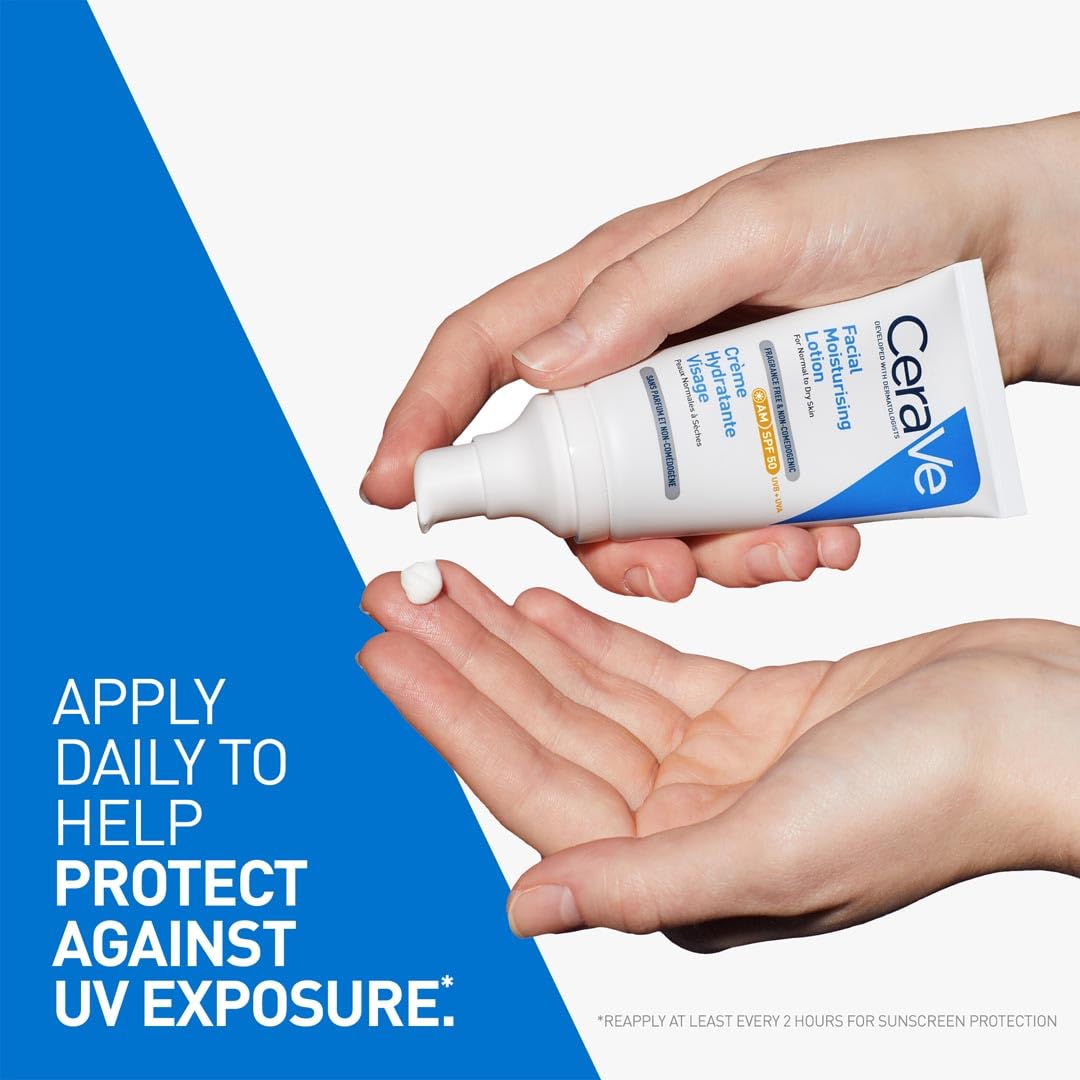CeraVe AM Facial Moisturising Lotion Normal To Dry Skin 52ml With UV Protection And 3 Essential Ceramides