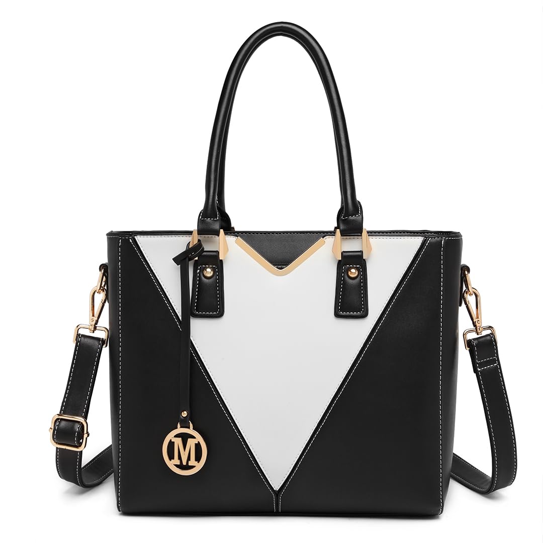Miss Lulu Handbags for Women Look V-Shape Shoulder Handbag Lightweight Medium Tote Bag PU Leather