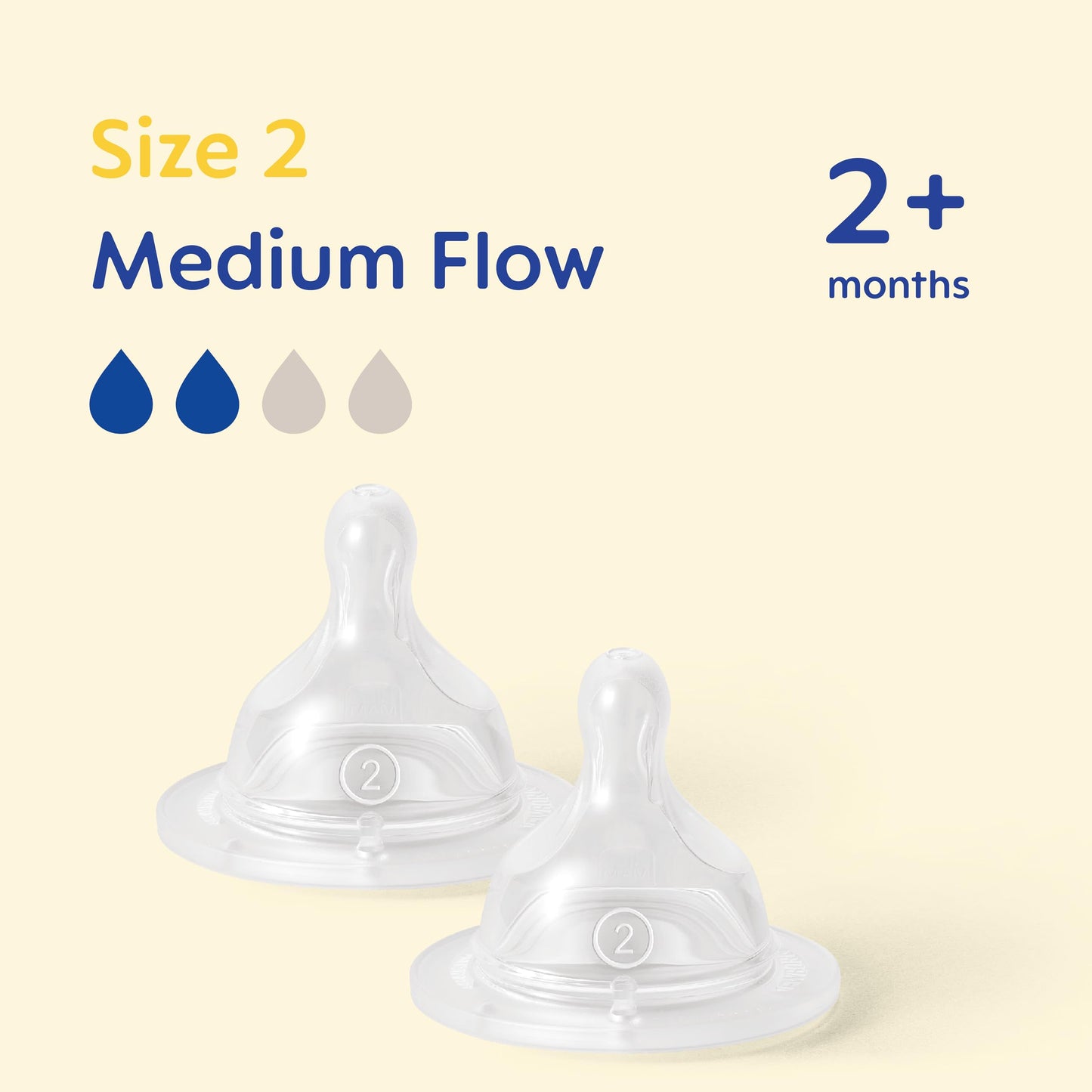 MAM Teats Size 3 | 2 Pack | Fast Flow | Suitable from 4+ Months | Fits All MAM Bottles | Made from SkinSoft Silicone | Baby Accessories