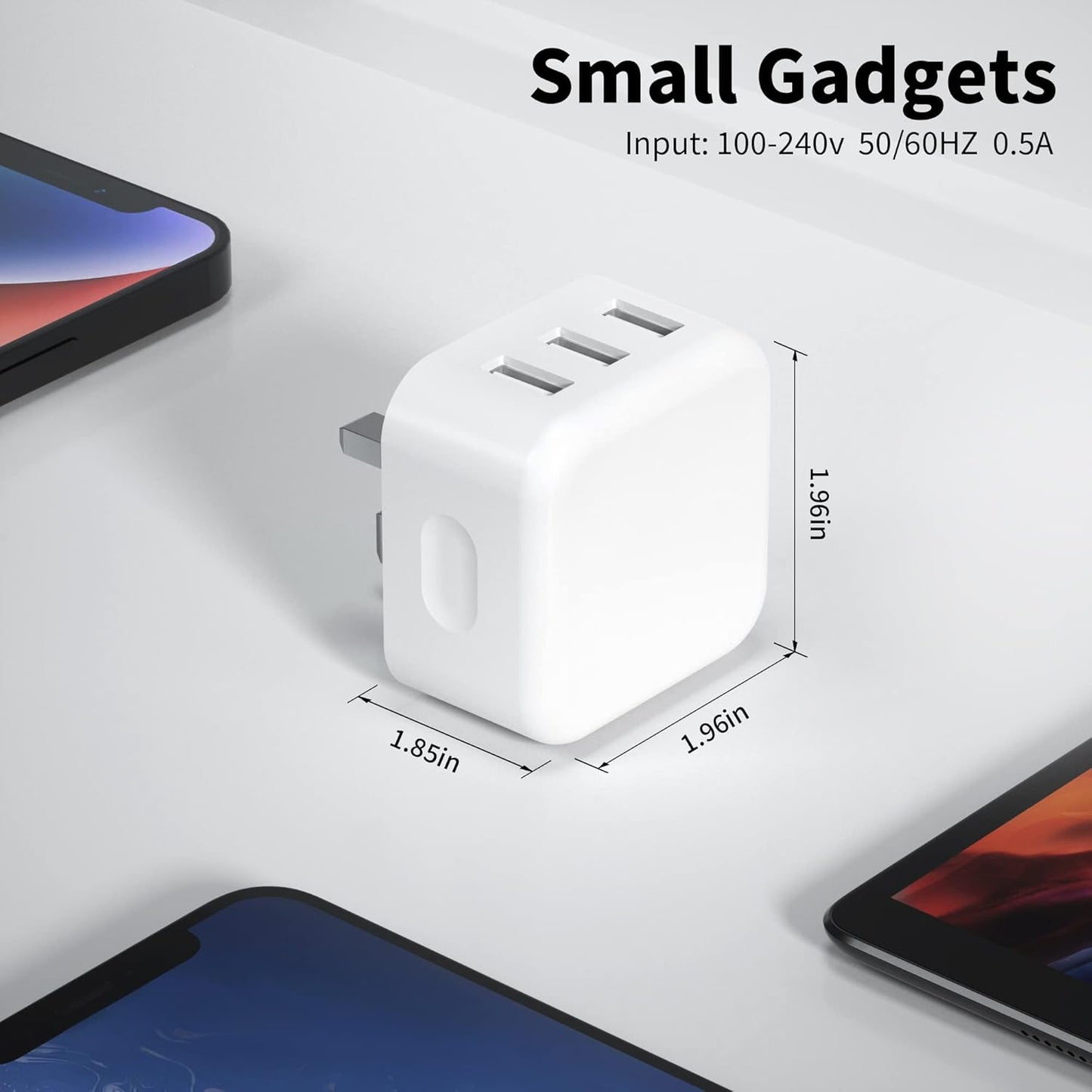 USB Plug, Multi USB Charger 5V 3A for iPhone X XR XS 8 7 6 6S Plus 5 5S 5C SE 14/14 Plus/14 Pro Max 13 12 11, Pad, UK Multiple Wall Charging Adapter Multiport Mains Power Adaptor