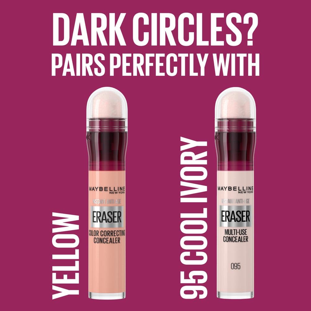Maybelline Concealer Instant Anti Age Eraser Eye Concealer, Dark Circles and Blemish Concealer, Ultra Blendable Formula 00 Ivory
