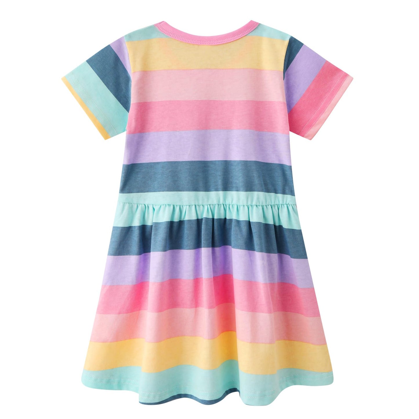 Smazero Baby Girl's Summer Dresses Short Sleeve Casual Dinosaur Horse Print Shirt Dress Little Kids Clothes Children Age 1-7 Years