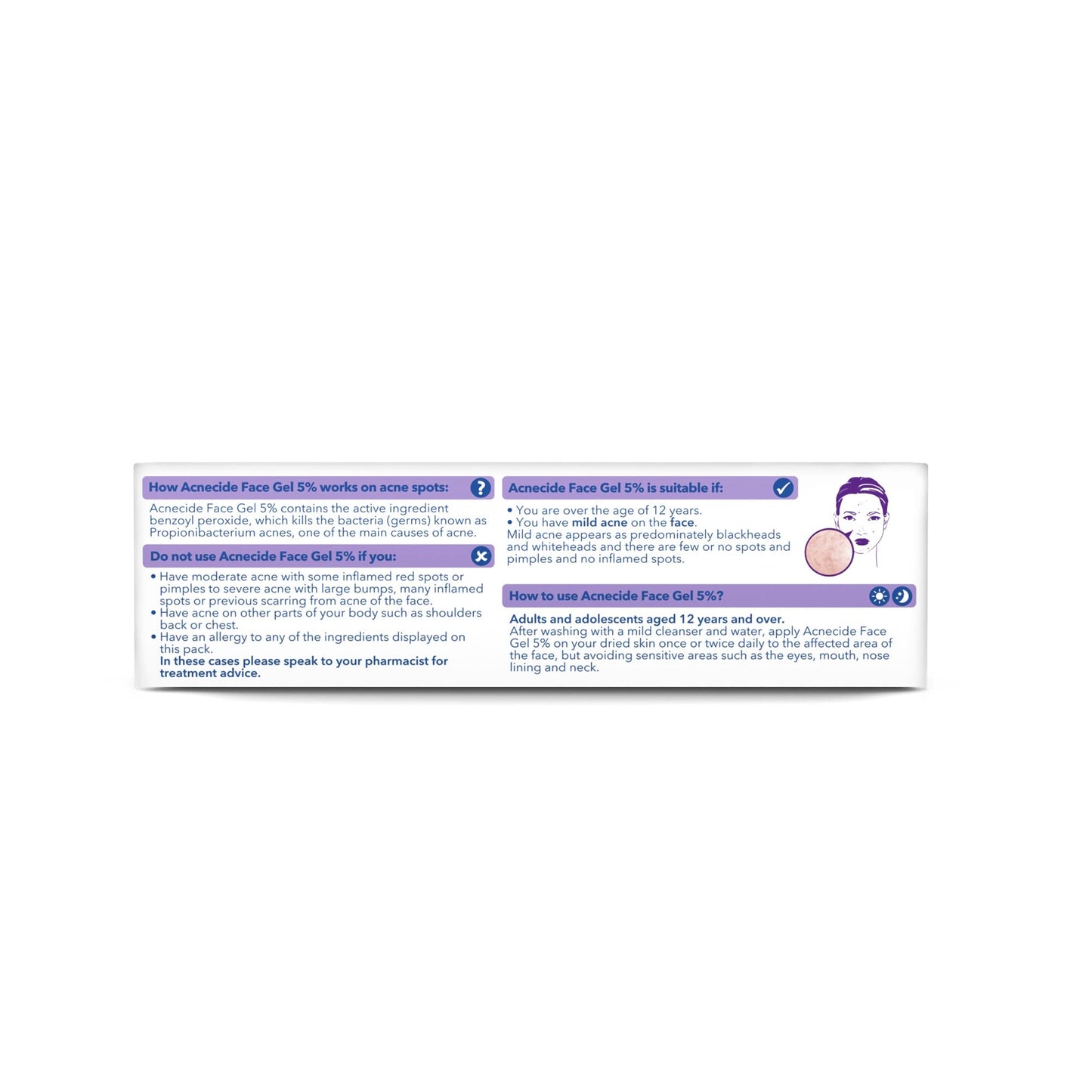 Acnecide Face Gel 5% Benzoyl Peroxide Acne Treatment for Spot Prone Skin 15g