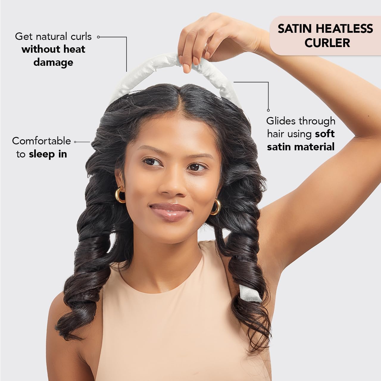 Kitsch Heatless Curling Set - Satin Heatless Curler, Hair Curler No Heat, Heatless Curler for long and short hair, Overnight Curls with 2 Satin Scrunchies and Blowout Rod - Sunset Tie Dye
