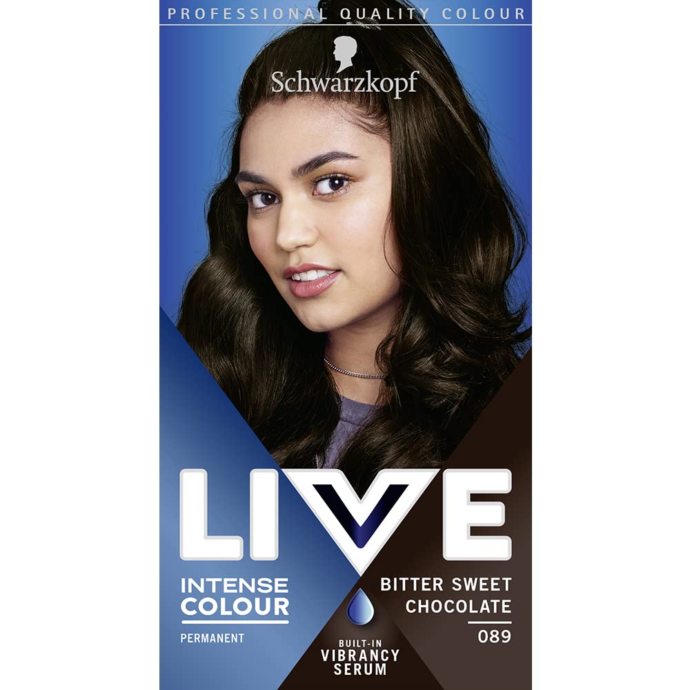 Schwarzkopf LIVE Intense Colour, Long Lasting Permanent Black Hair Dye, With Built-In Vibrancy Serum, Up To 100% Grey Coverage- Deep Black 099