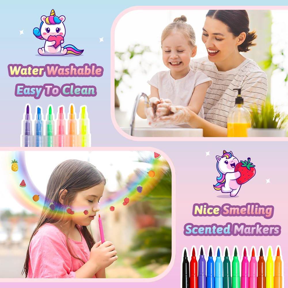 Hot Bee Unicorn Gifts for Girls 4 5 6 7, Unicorn Pencil Case Stationary Sets, Girl Toys Age 4-7, Drawing Colouring Set for Kids, Art and Crafts for Kids 4-6, Birthday Presents for Girls