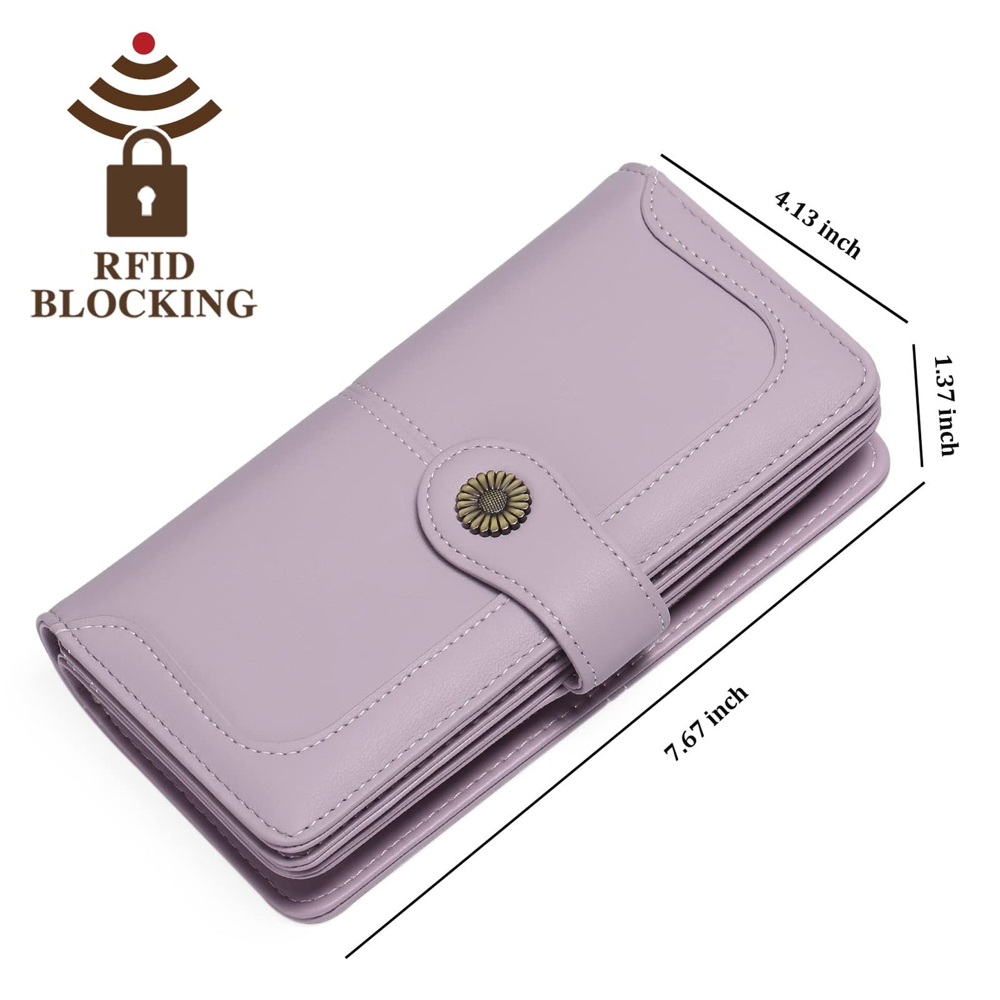 SENDEFN Genuine Leather Purses for Women, RFID Large Ladies Purse, Wallet for Women with Wrist Strap