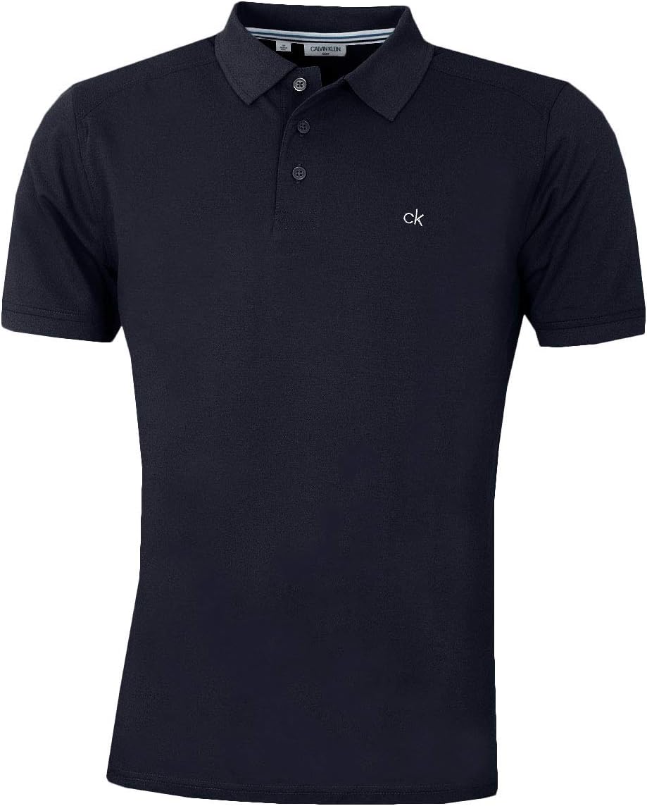 Calvin Klein Mens 2025 Campus 3 Button Ribbed Collar Golf Polo Shirt