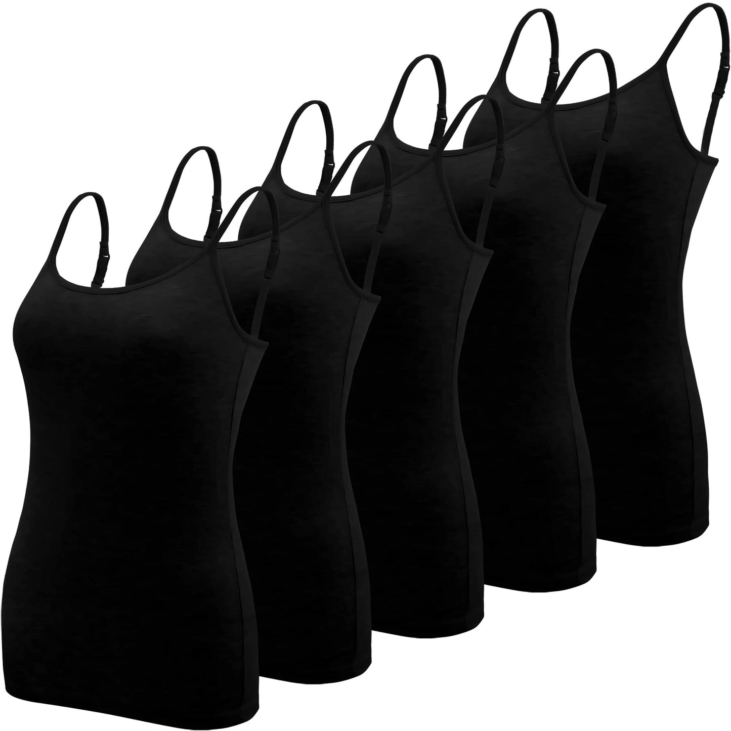 BQTQ 5 Pieces Basic Camisole Adjustable Strap Vest Top for Women and Girl