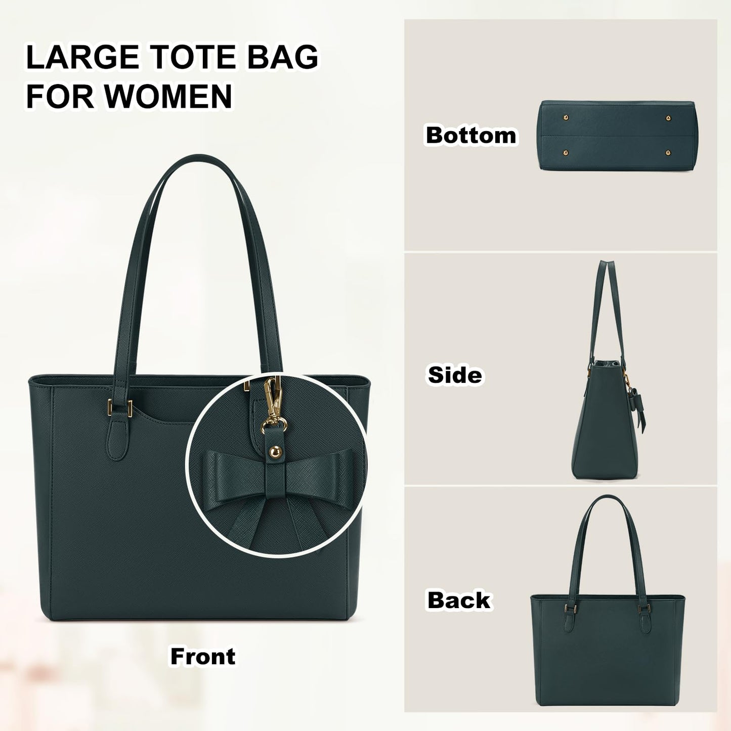 KTMOUW Handbags for Women Large Capacity PU Leather Tote Bags for Women with Zip, Shoulder Bag Ladies Handbag Tote Bag for School Work Travel Shopping Black