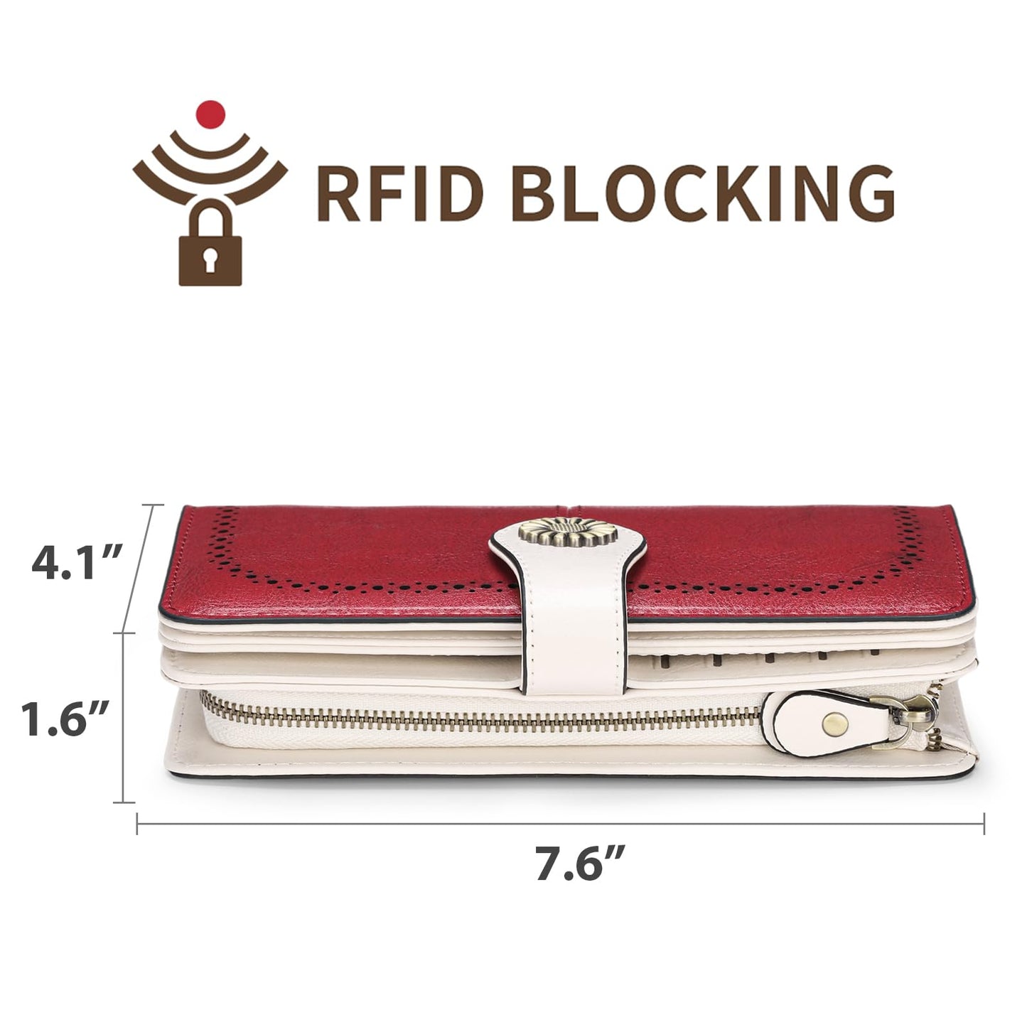 SENDEFN Genuine Leather Purses for Women, RFID Large Ladies Purse, Wallet for Women with Wrist Strap