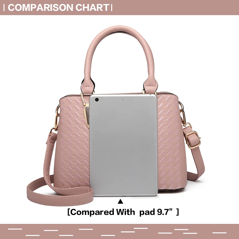 Miss Lulu Handbag for Women, Woven and Chevron Pattern, M Logo on The Front, Top Handle or Shoulder Bag