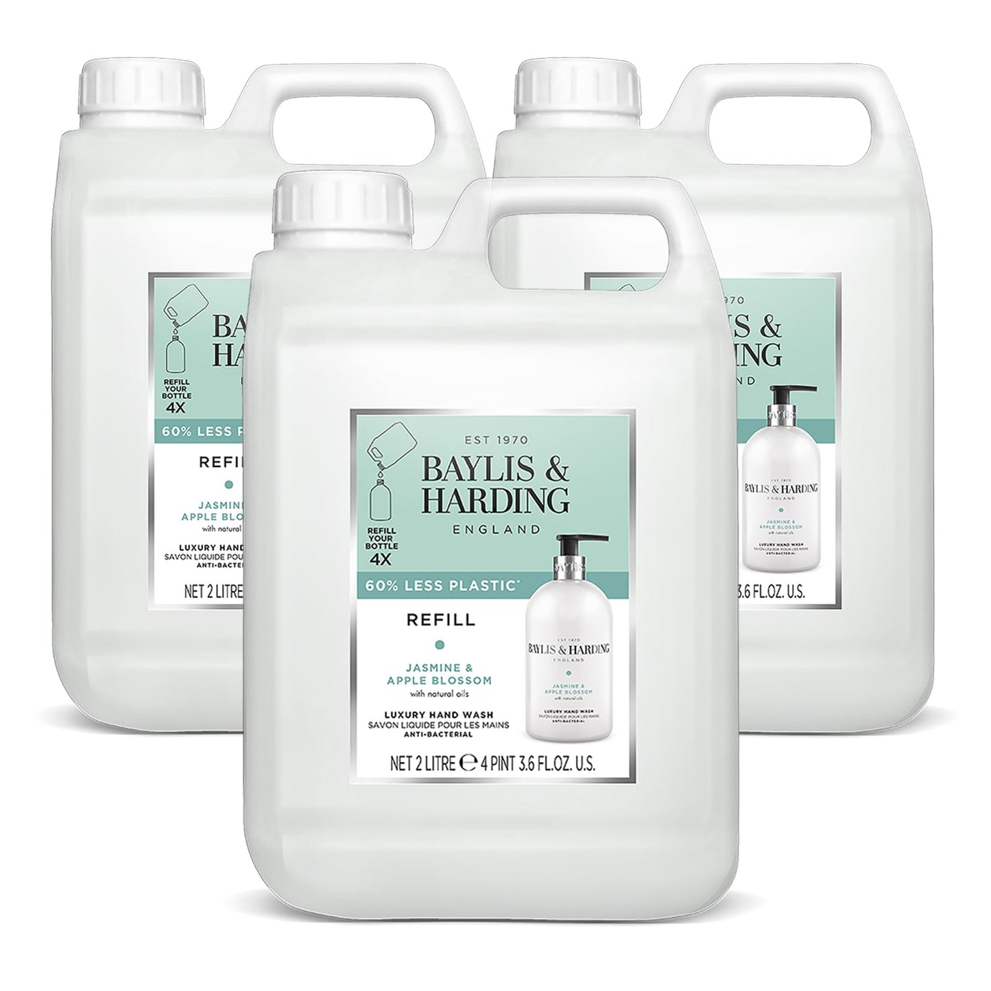 Baylis & Harding Jasmine and Apple Blossom Anti-Bacterial Hand Wash, 500 ml (Pack of 3) - Vegan Friendly
