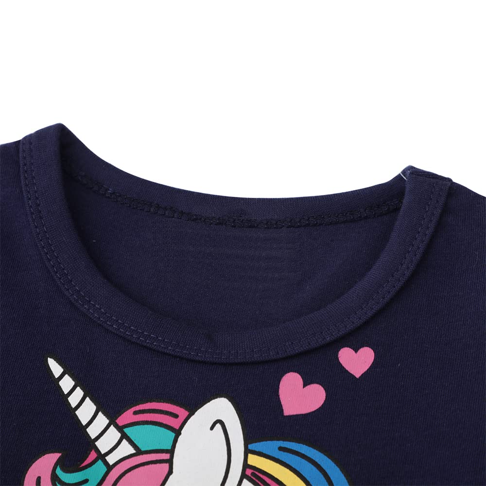 Smazero Baby Girl's Summer Dresses Short Sleeve Casual Dinosaur Horse Print Shirt Dress Little Kids Clothes Children Age 1-7 Years