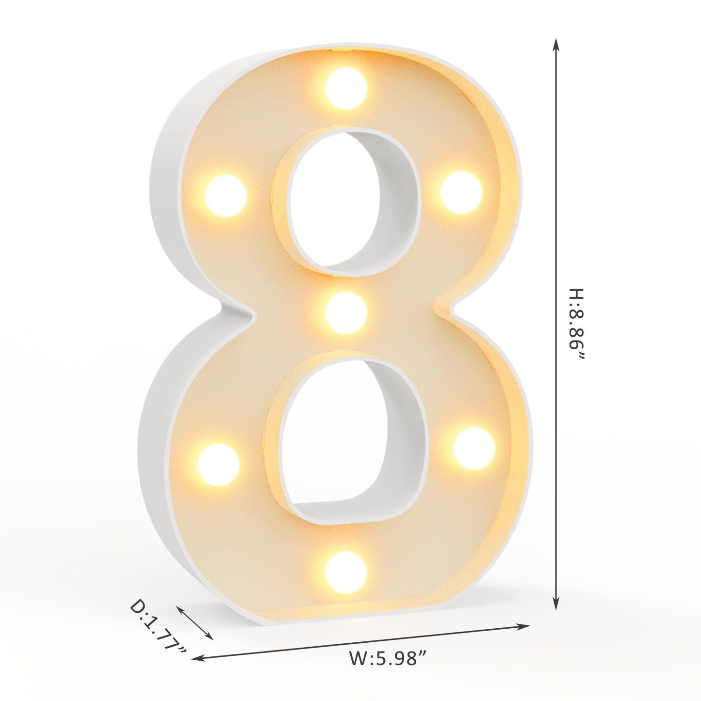 Ledido Light Up Letters Sign LED Birthday Marquee Letters Lights, Night Light Letter Gifts Bayby Girls Boys Birthday Party Wedding Anniversary Home Bedroom Wall Lights Decor 8.8 Inch, Letter A
