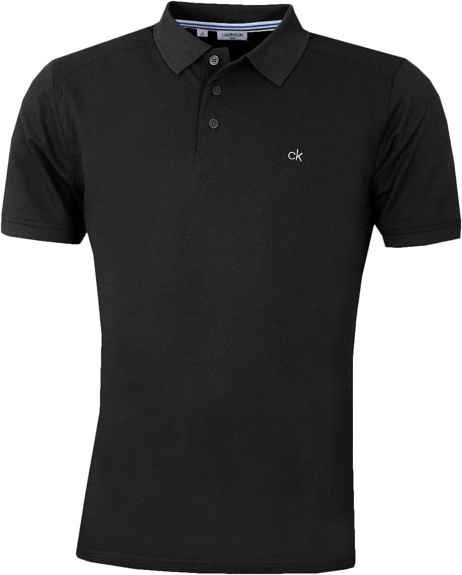 Calvin Klein Mens 2025 Campus 3 Button Ribbed Collar Golf Polo Shirt