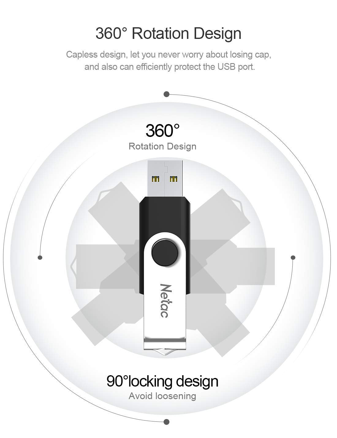 Netac 64GB USB 2.0 Flash Drive, Swivel Design Memory Sticks, Pen Drive, Usb Sticks for Data Storage, Zip Drive and jump Drive with LED Light