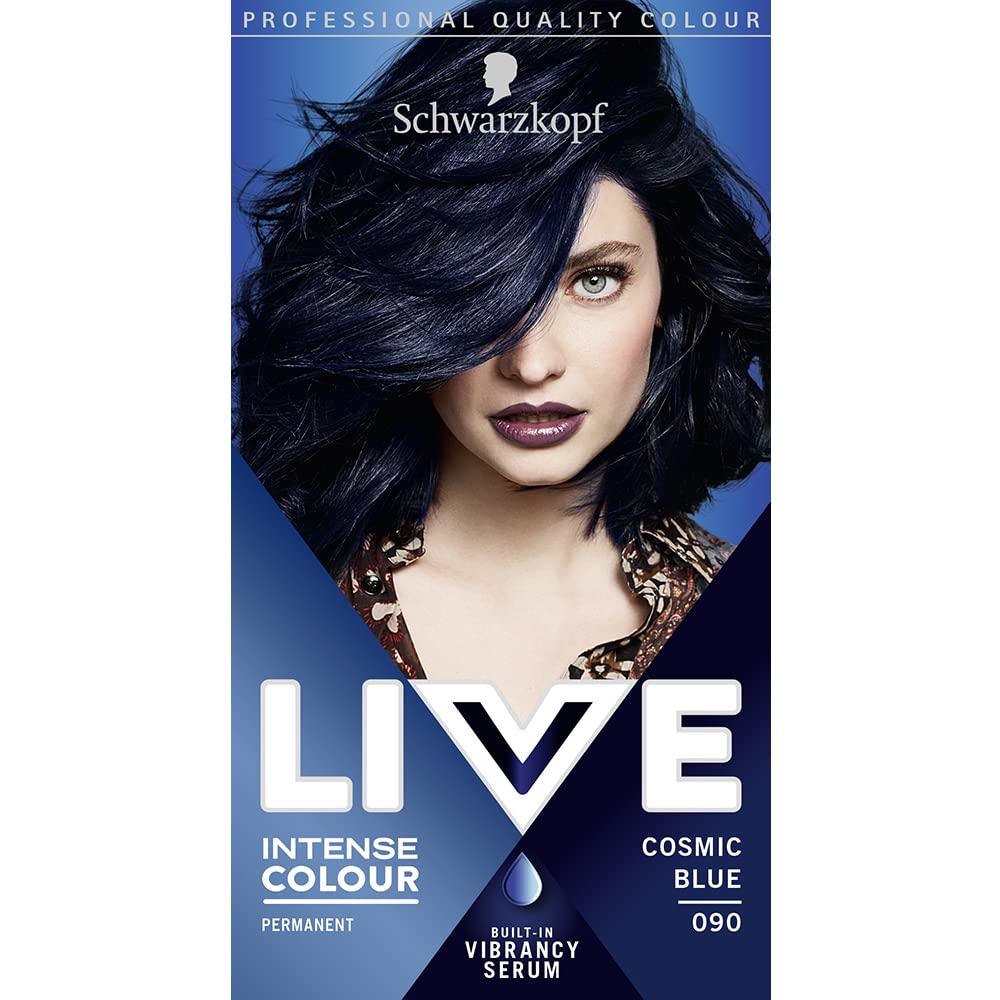 Schwarzkopf LIVE Intense Colour, Long Lasting Permanent Black Hair Dye, With Built-In Vibrancy Serum, Up To 100% Grey Coverage- Deep Black 099