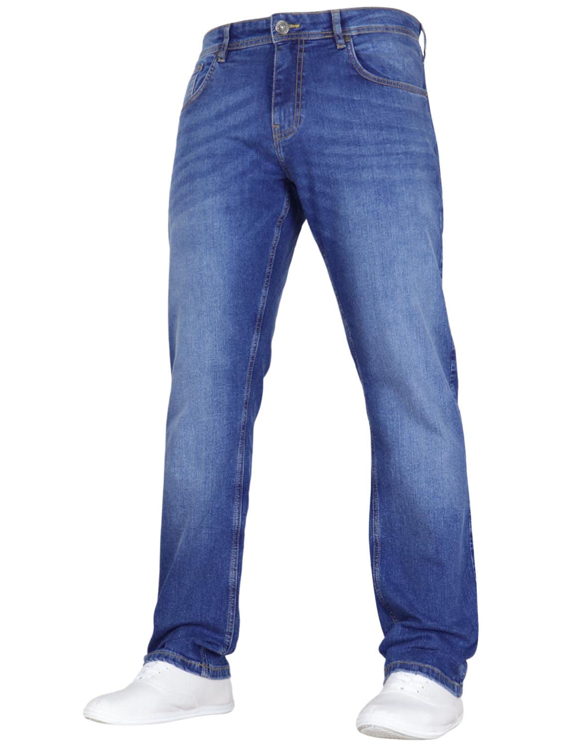 Crosshatch Mens Stretch Straight Leg Classic Regular Fit Basic Denim Jeans, 5 Pocket, Zipper, Solid, 30, 32 or 34 inches
