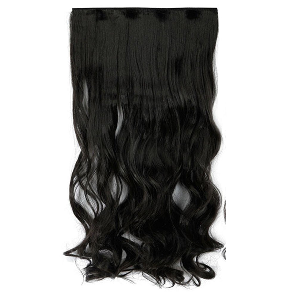 24 Inch One Piece Hair Extensions Clip In Curly Hairpieces Wavy 5 Clips - Dark Brown(60cm-120g)