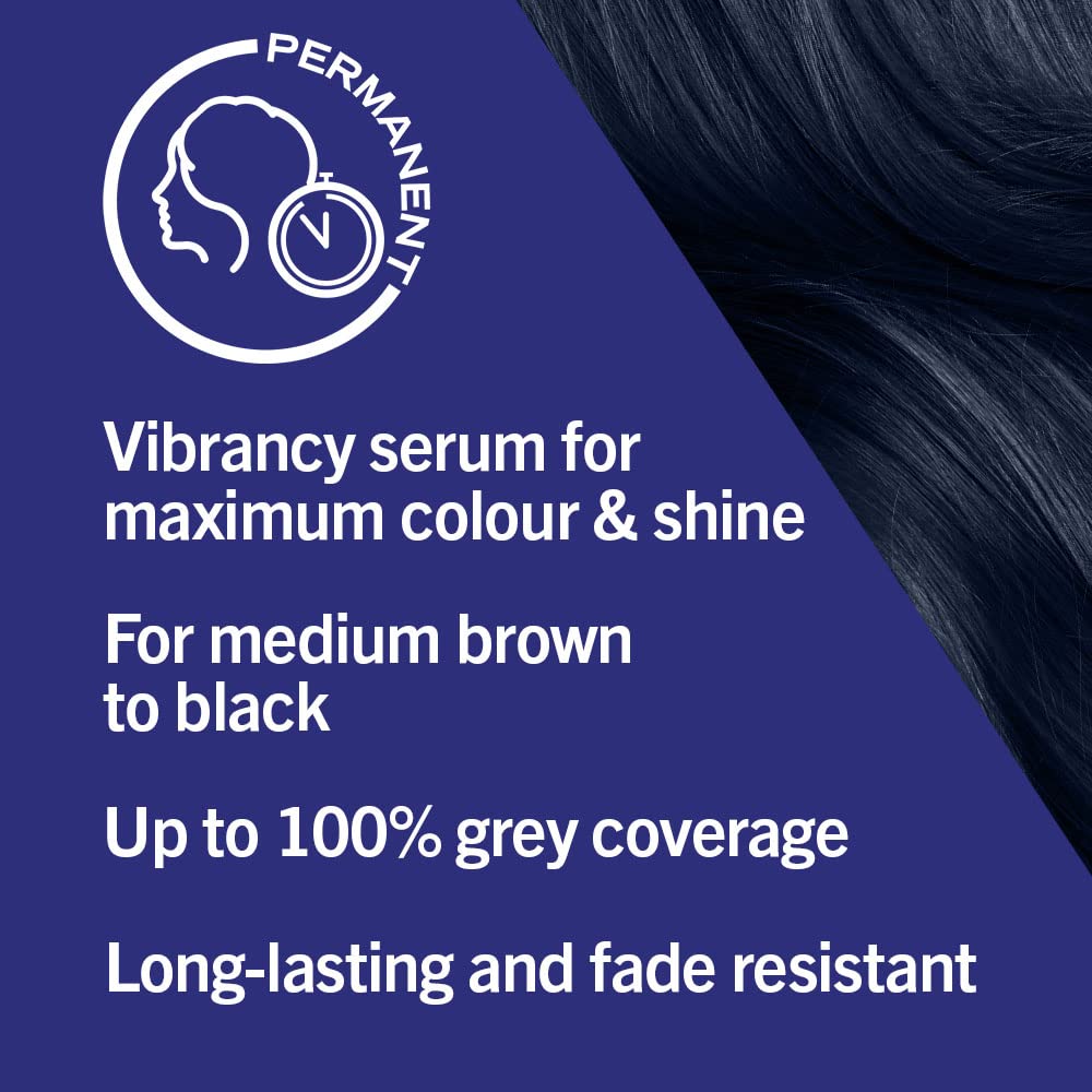 Schwarzkopf LIVE Intense Colour, Long Lasting Permanent Black Hair Dye, With Built-In Vibrancy Serum, Up To 100% Grey Coverage- Deep Black 099