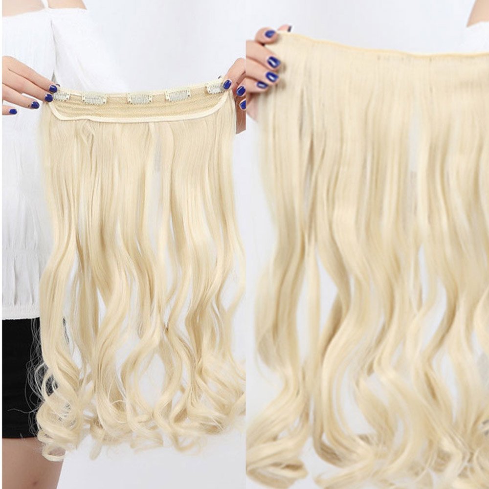 24 Inch One Piece Hair Extensions Clip In Curly Hairpieces Wavy 5 Clips - Dark Brown(60cm-120g)