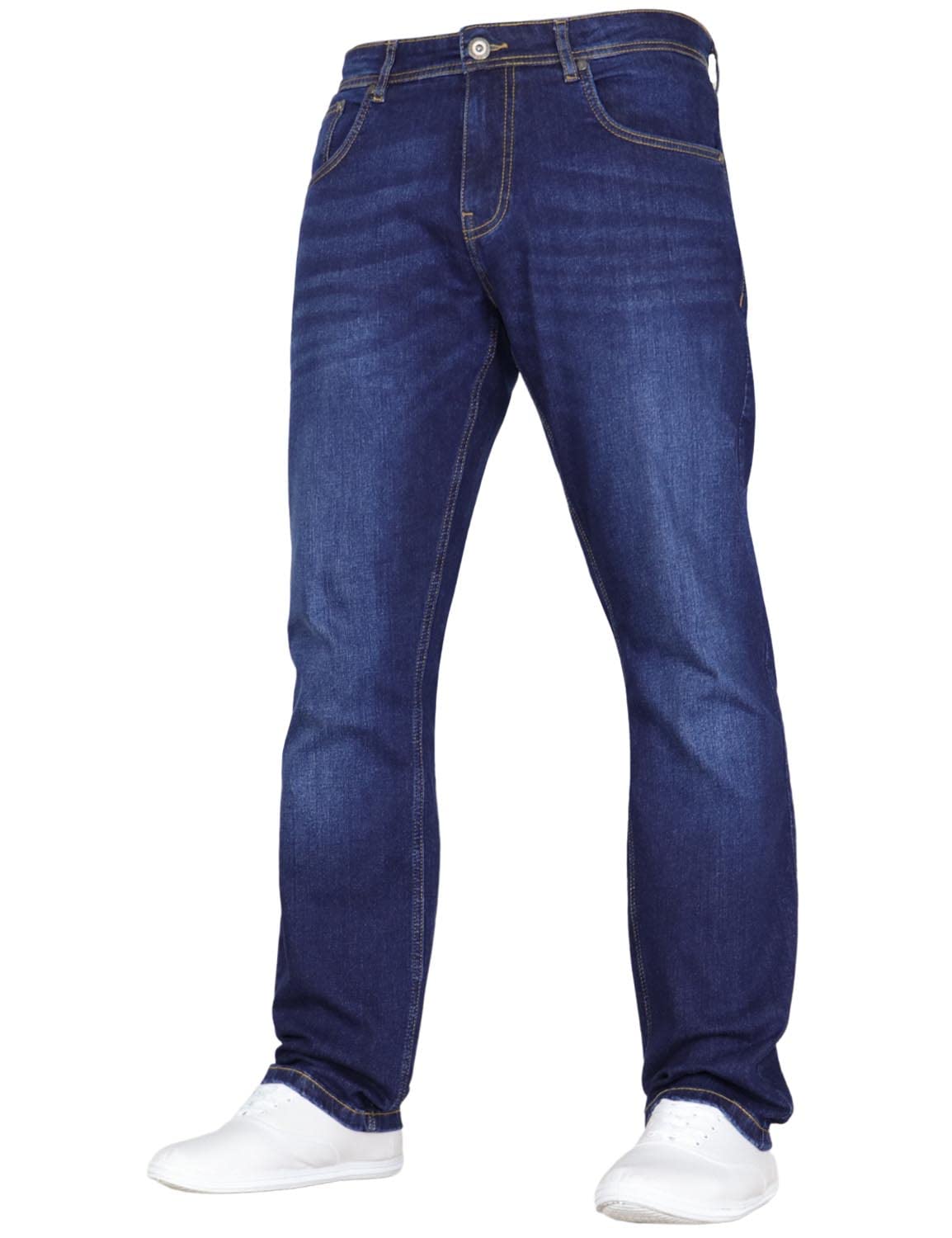 Crosshatch Mens Stretch Straight Leg Classic Regular Fit Basic Denim Jeans, 5 Pocket, Zipper, Solid, 30, 32 or 34 inches