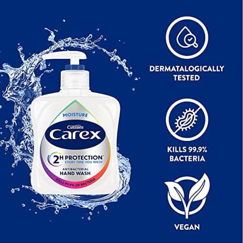 Carex Original Antibacterial Hand Wash, Clean & Protect Hands, Bulk Buy, Pack of 6 x 250 ml (Packaging may vary)