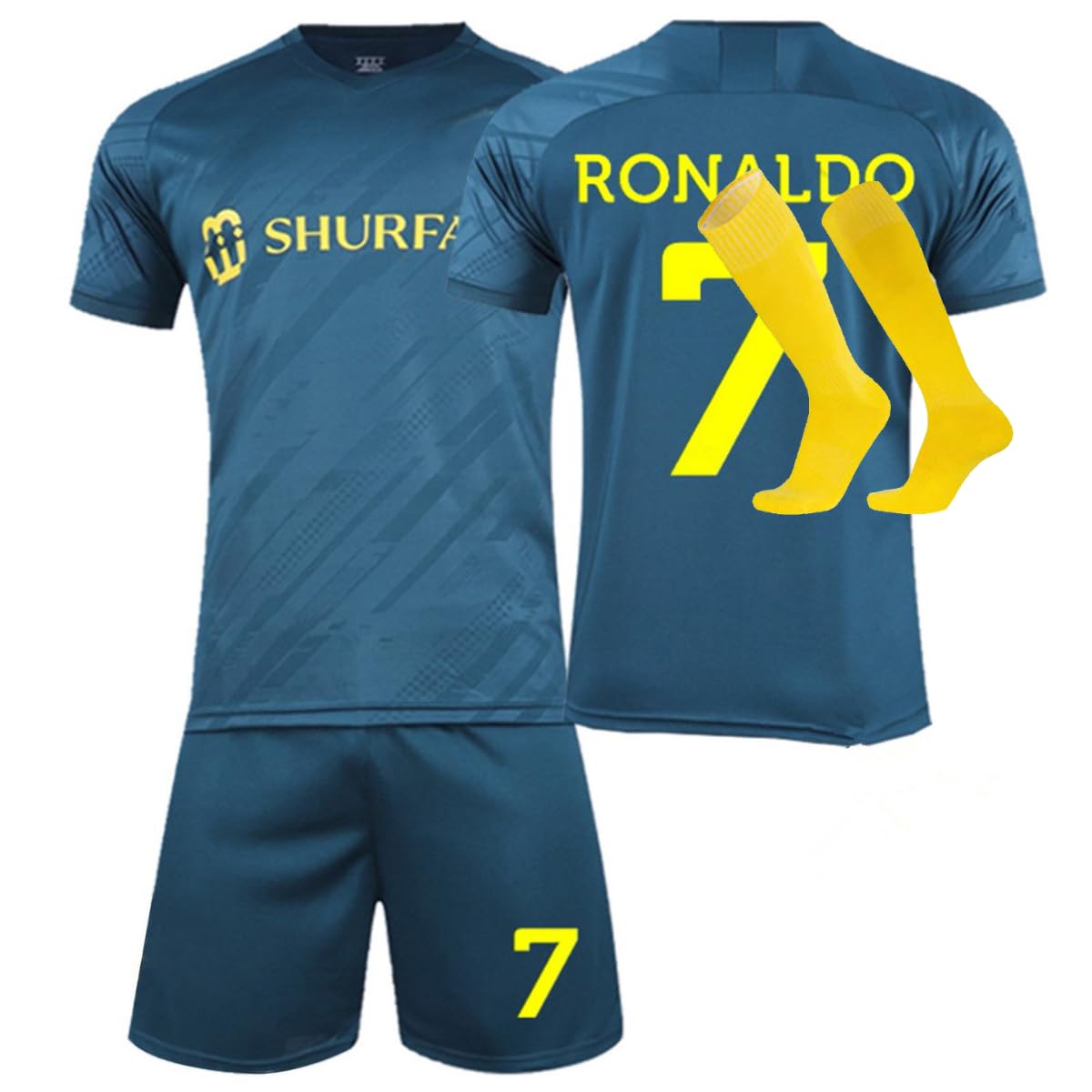Al NASSR FC Jersey Kit for Adult/Children, 2022/23 Home Away Soccer Jerseys New Sesson Unisex Activewear Football Kits Boys' Football Training Shirts Shorts and Socks Sportswear Tracksuit