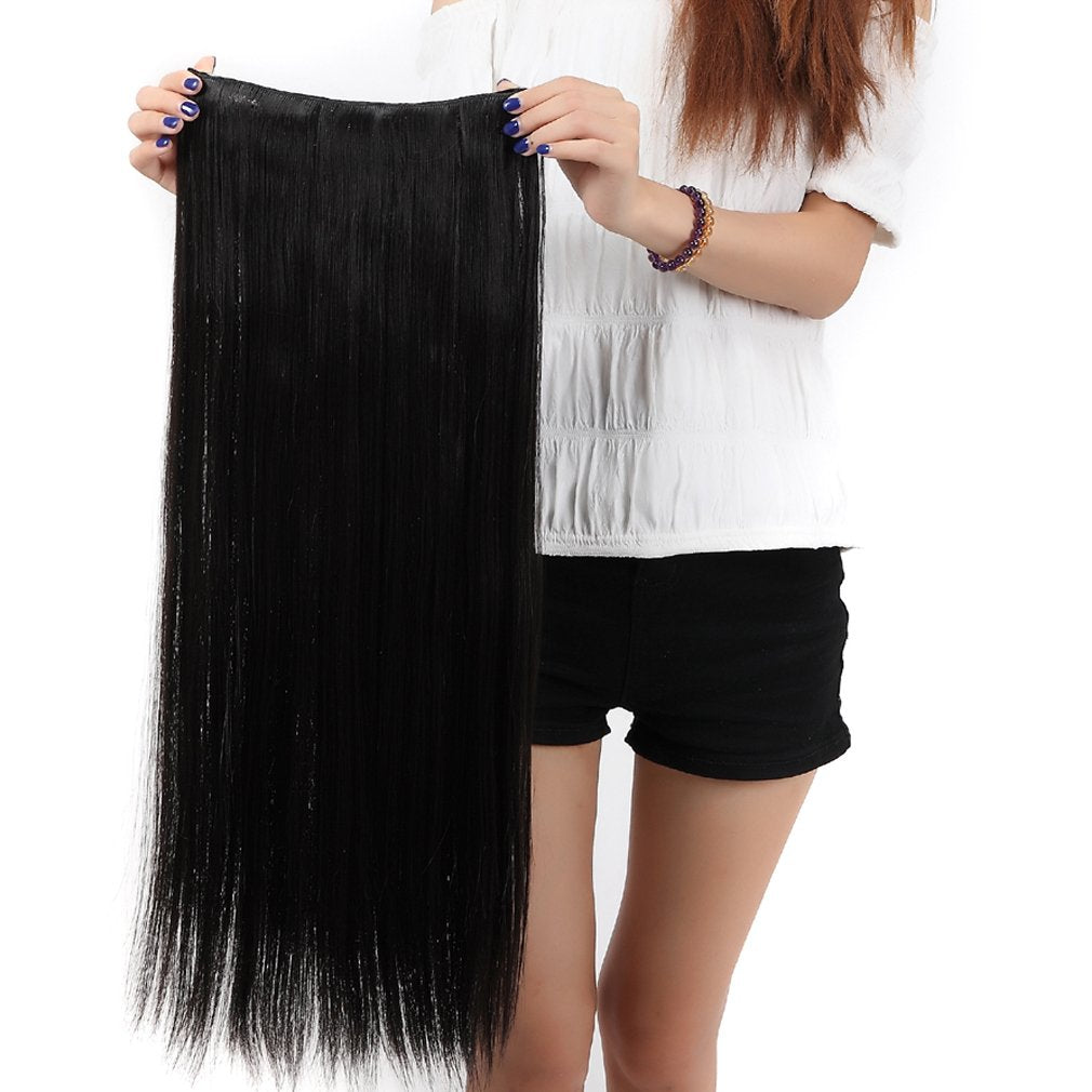 24 Inch One Piece Hair Extensions Clip In Curly Hairpieces Wavy 5 Clips - Dark Brown(60cm-120g)