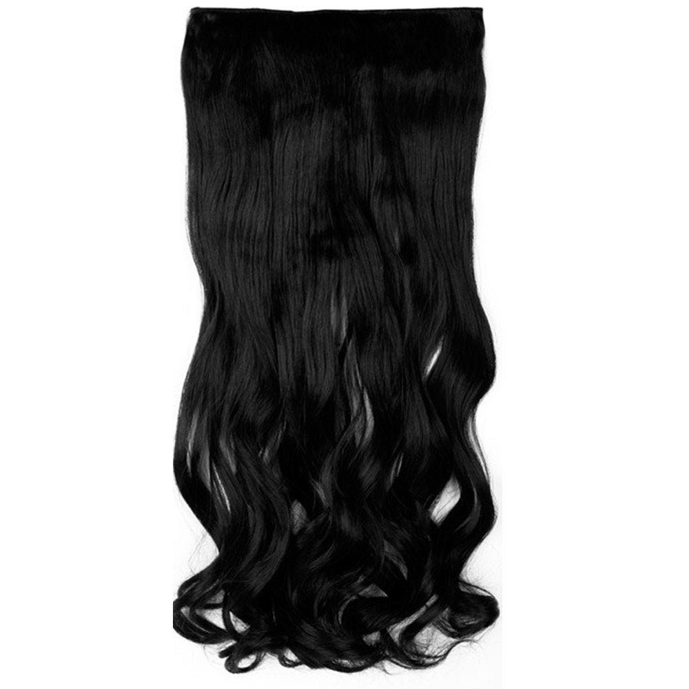 24 Inch One Piece Hair Extensions Clip In Curly Hairpieces Wavy 5 Clips - Dark Brown(60cm-120g)