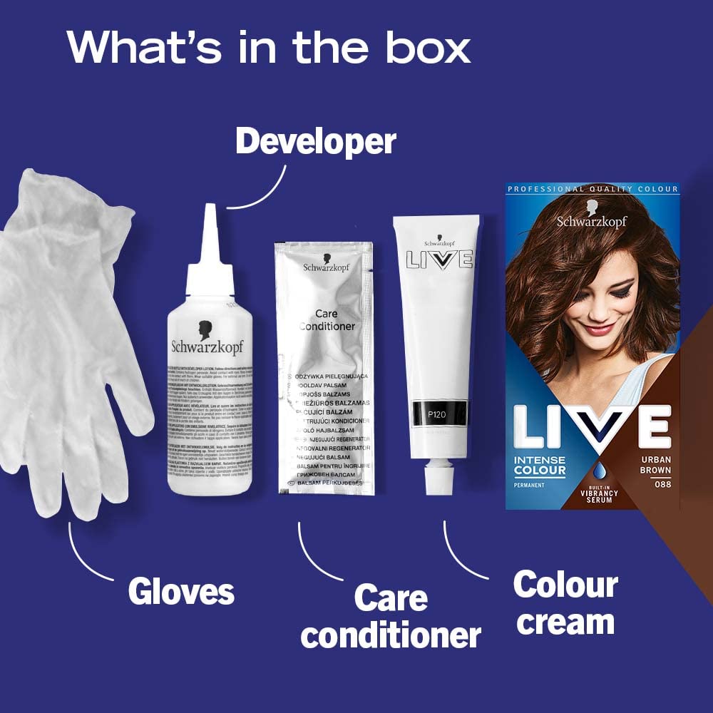 Schwarzkopf LIVE Intense Colour, Long Lasting Permanent Black Hair Dye, With Built-In Vibrancy Serum, Up To 100% Grey Coverage- Deep Black 099