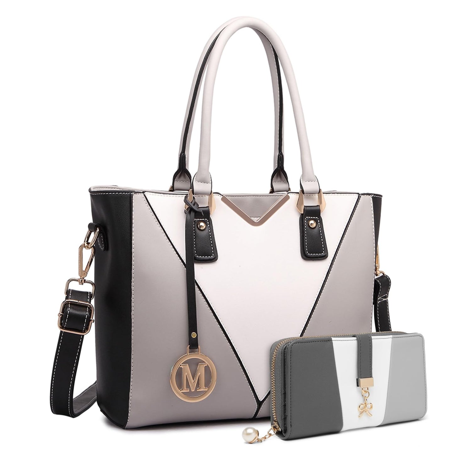 Miss Lulu Handbags for Women Look V-Shape Shoulder Handbag Lightweight Medium Tote Bag PU Leather